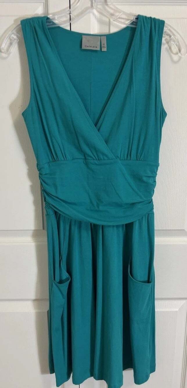 Athleta Echo Dress Size XS Women's Midi Emerald Green Wrap